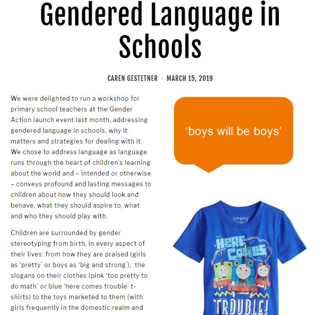 Screen shot of first part of blog post